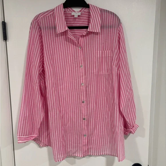 J.Jill Pink Striped Shirt - Picture 1 of 3